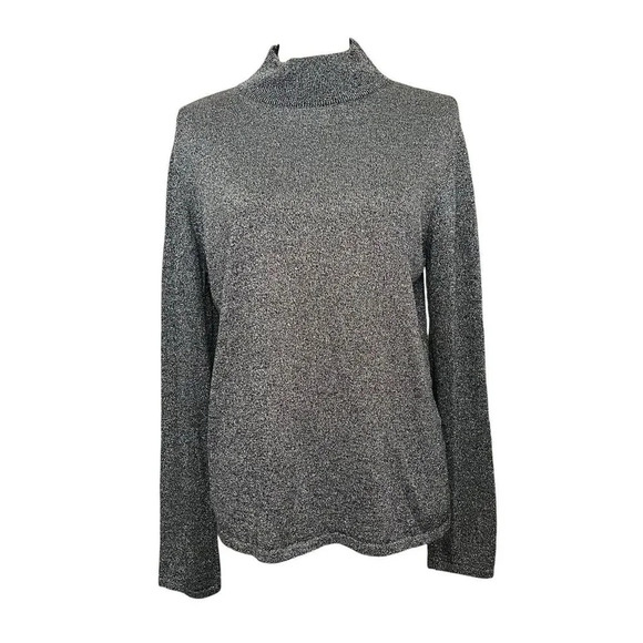 Nordstrom Silk Blend Mock Neck Pullover Sweater Size L Shimmer - Picture 1 of 8